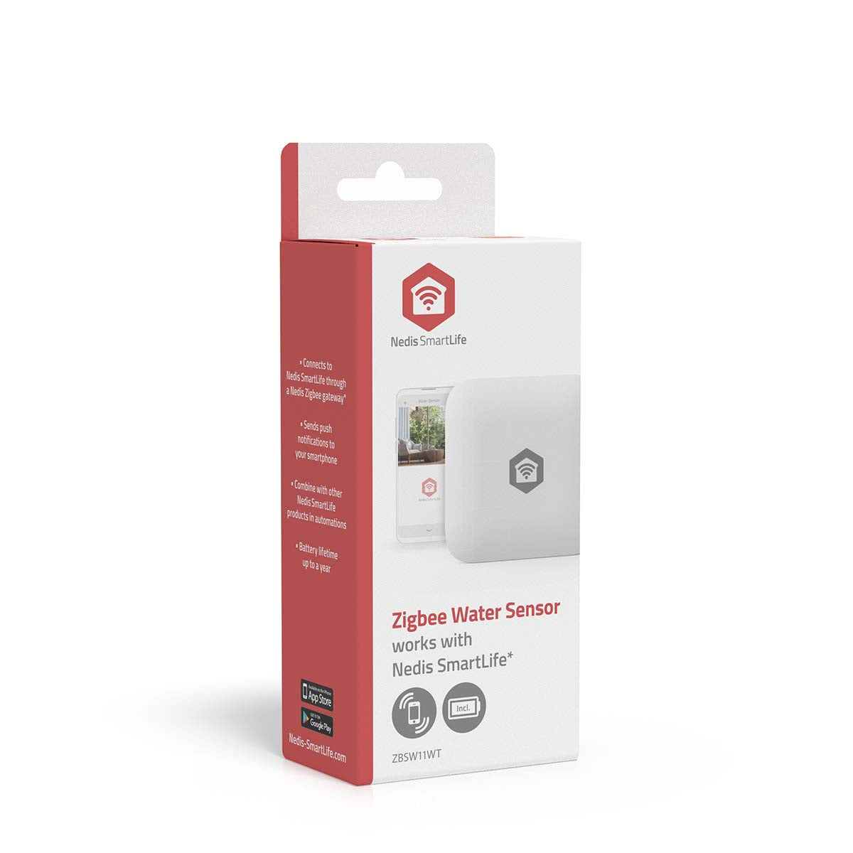 SmartLife Wassermelder | Zigbee 3.0 | Batteriebetrieben | Max. Batterie-Lebensdauer: 12 Monate | Weiss