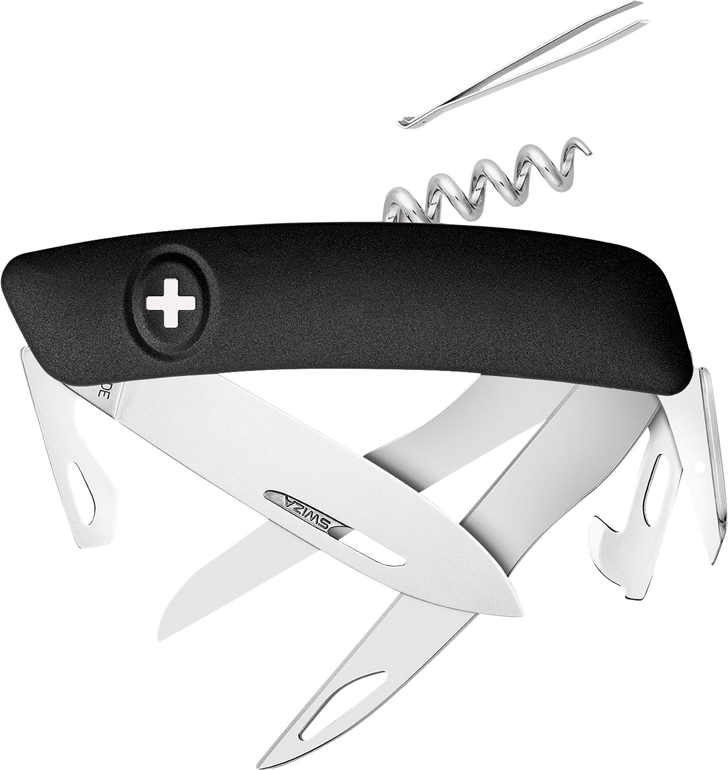 Taschenmesser SWIZA® D07 mit Schere und schwarzem Griff *KB*