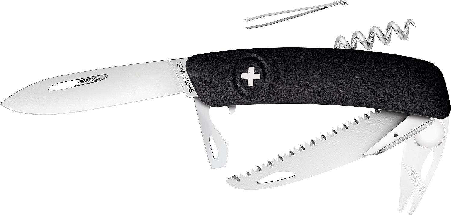 Taschenmesser SWIZA® TT05 mit Zeckenzange und schwarzem Griff *KB*