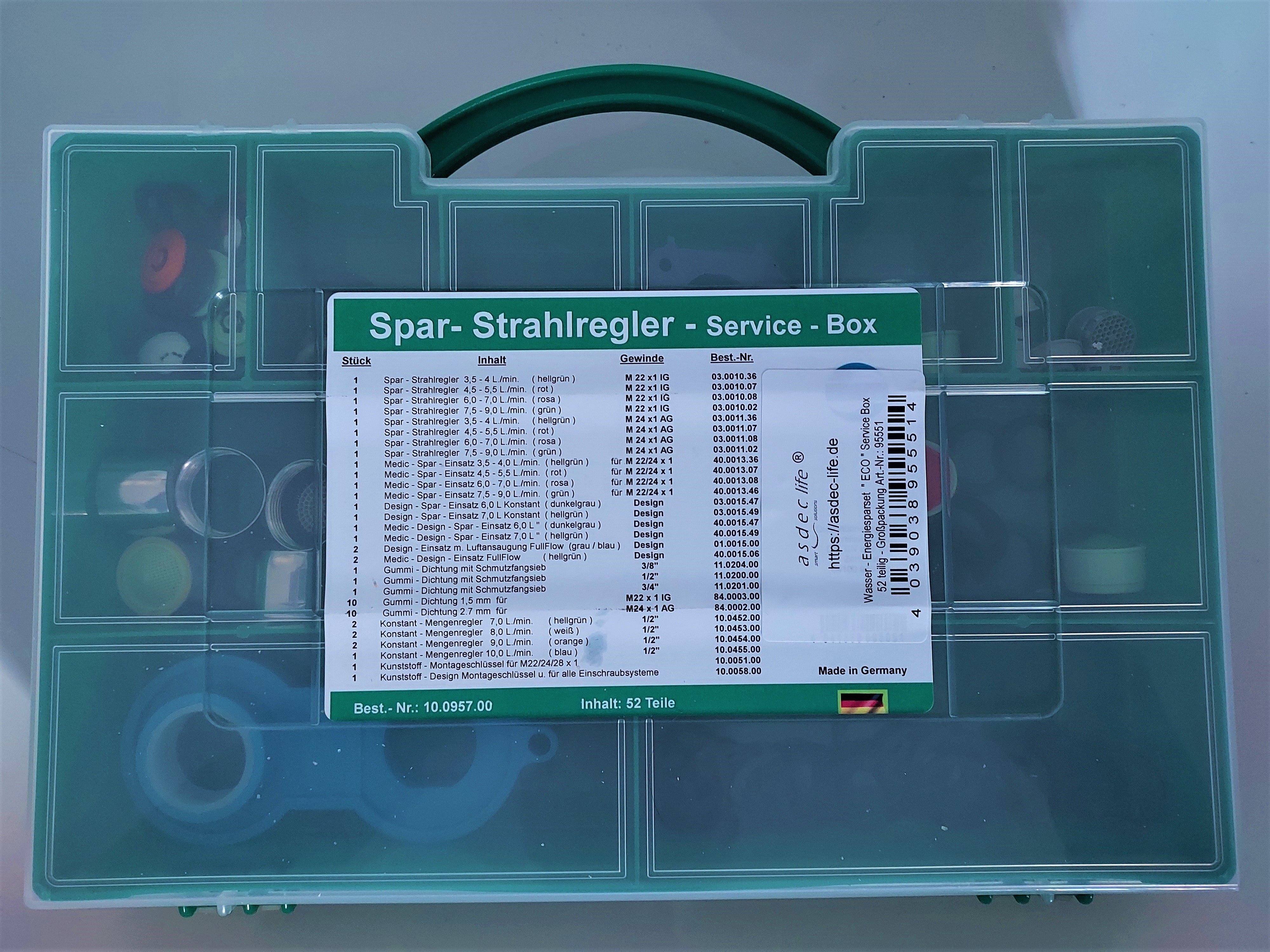 asdec life ® Wassersparset - Großpackung für Armaturen - 52 teilig spart mehrere Hundert Euro/Jahr