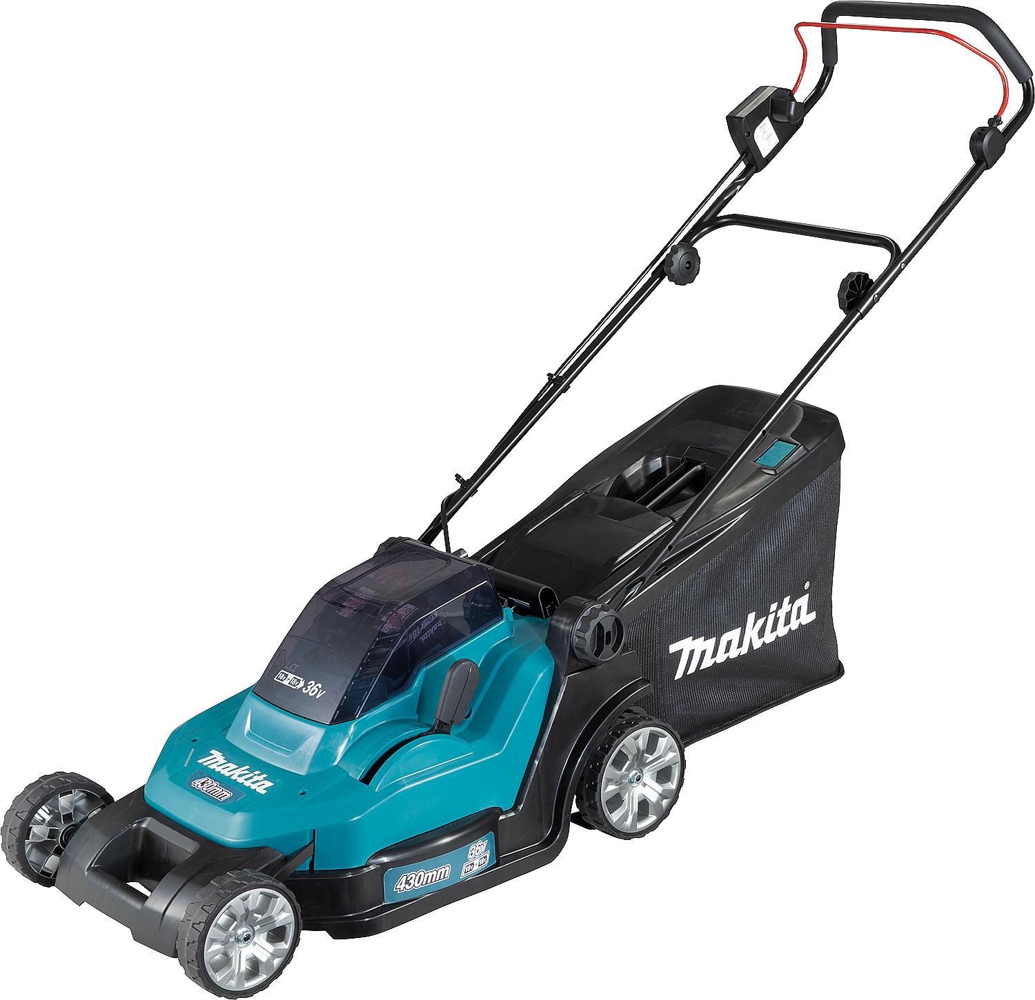 Akku-Rasenmäher MAKITA 2x 18V DLM432PT2 mit 2x 5,0 Ah Akkus und Ladegerät