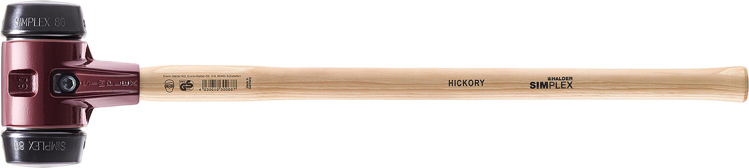 SIMPLEX-Vorschlaghammer Halder mit TE-Gehäuse und Hickorystiel, Gummikomposition, Ø 100 mm, Stiel 900 mm
