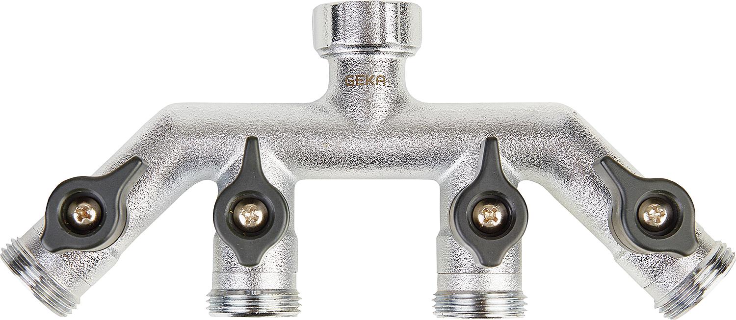 GEKA plus Vierwegeventil IG G3/4", 4x AG G3/4", MS