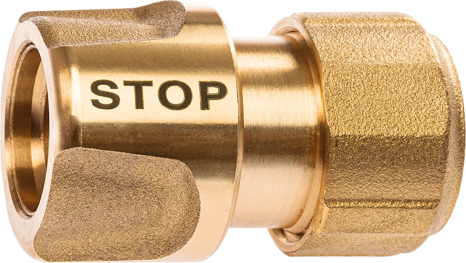 Geka plus Schlauchstück mit Wasserstopp, 3/4"-19mm. MS, DVGW