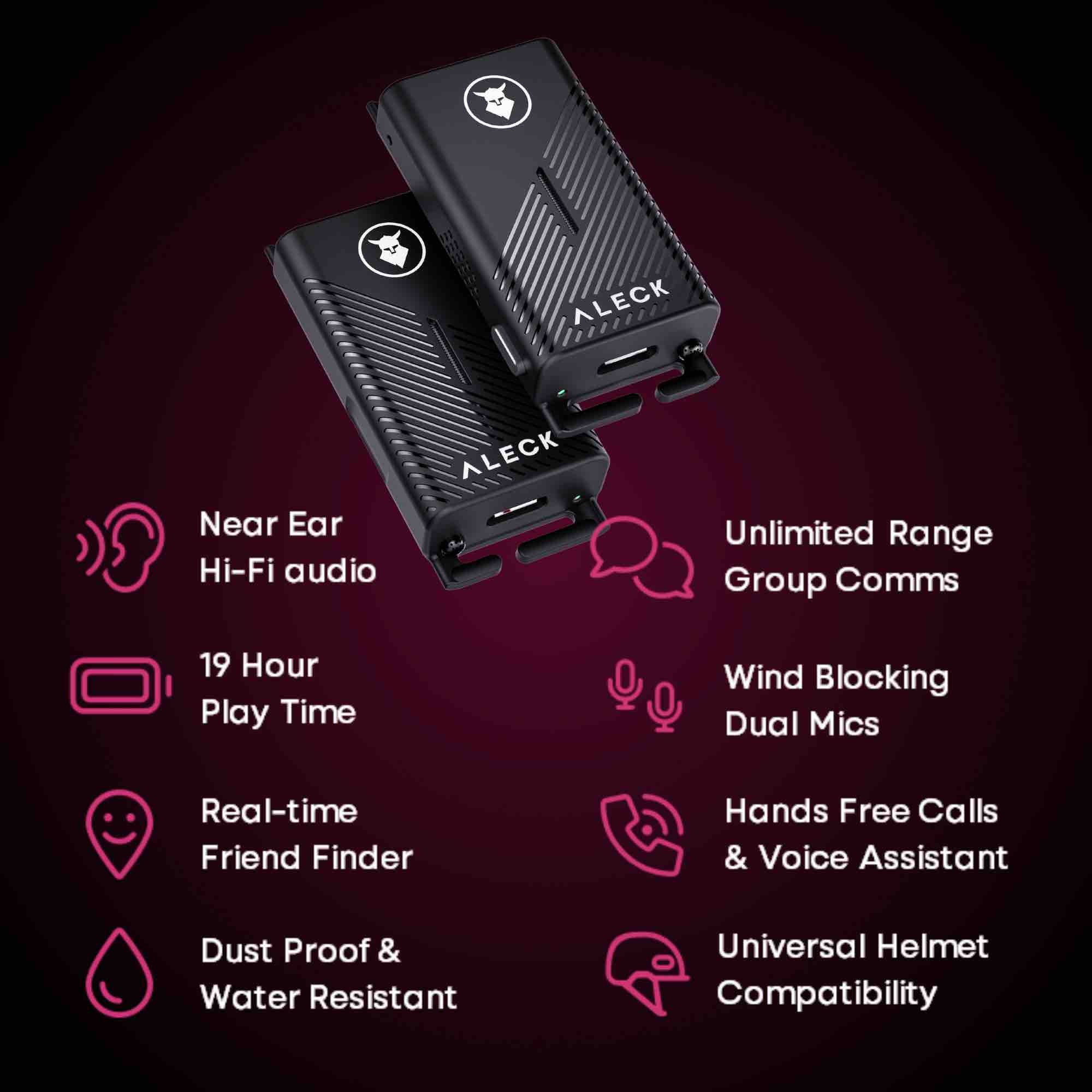 Aleck Punks - Audio- und Kommunikations-Headset mit Push-To-Talk Technologie für Fahrradhelme von Aleck