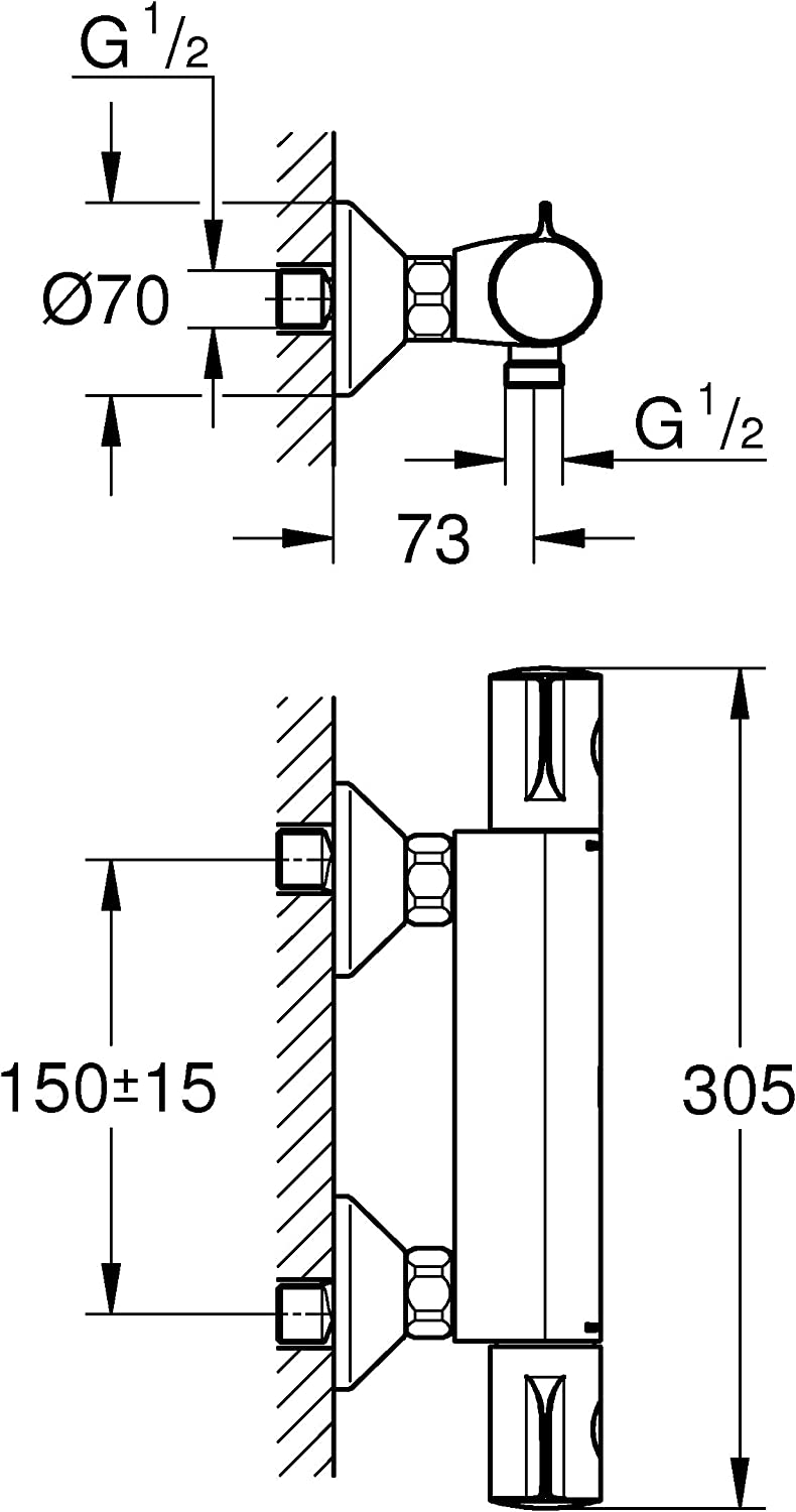 GROHE Grohtherm 800 Duschthermostat spart bis zu 50 % Wasser- Energie