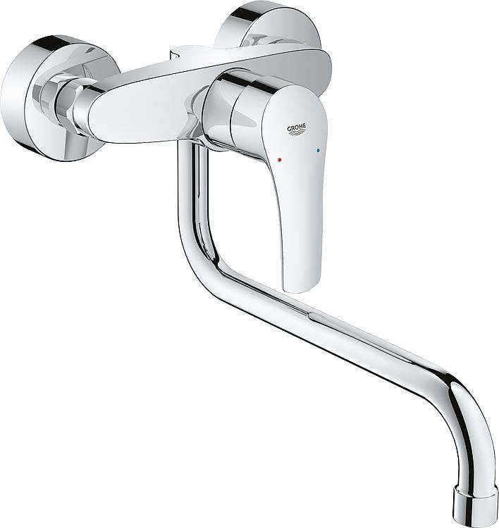 asdec life ® GROHE Eurosmart Küchenarmaturen - Einhand-Spültischbatterie (DN 15, Wandmontage) chrom