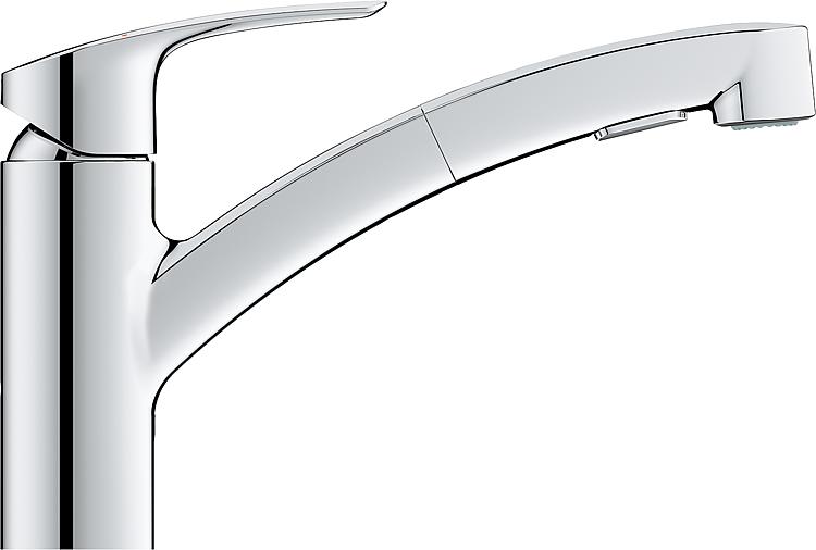 asdec life ® GROHE Eurosmart Spültischarmatur mit herausziehbarer Geschirrbrause Ausladung 227 mm chrom