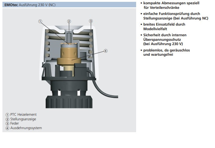 HEIMEIER Thermischer Stellantrieb EMOtec 230V stromlos geschlossen (NC) für Fußbodenheizung