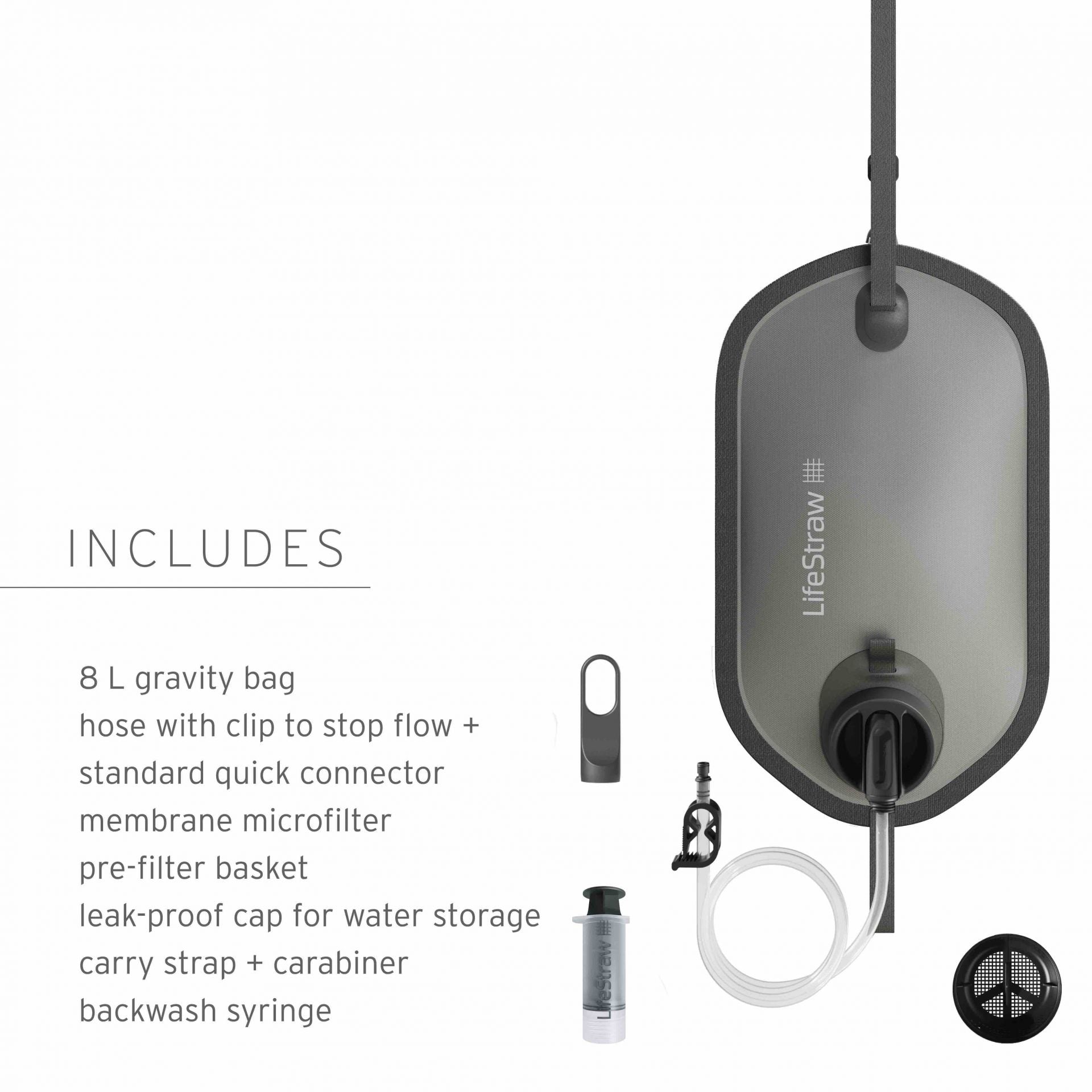 LifeStraw Peak Gravity Filter 8L (grey)macht Schmutzwasser zu Trinkwasser filtert 99,9% der Bakterien/Viren