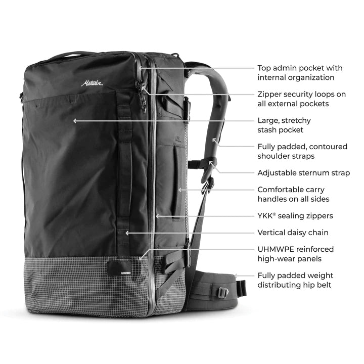 Matador GlobeRider45 Travel Backpack (black)