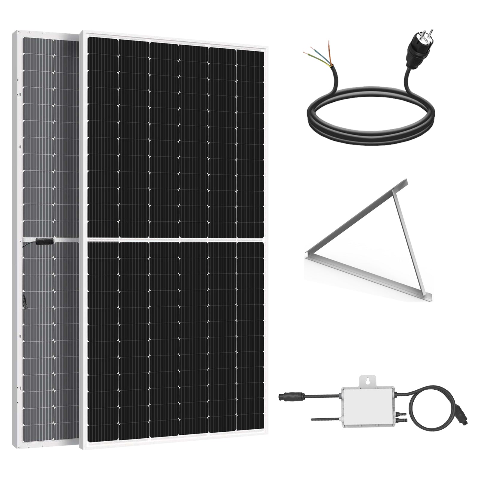 asdec life ®Solar- Balkonkraftwerke Komplettset- Mit 390W Solarmodul Aufständerung Süd 15m Schukostecker