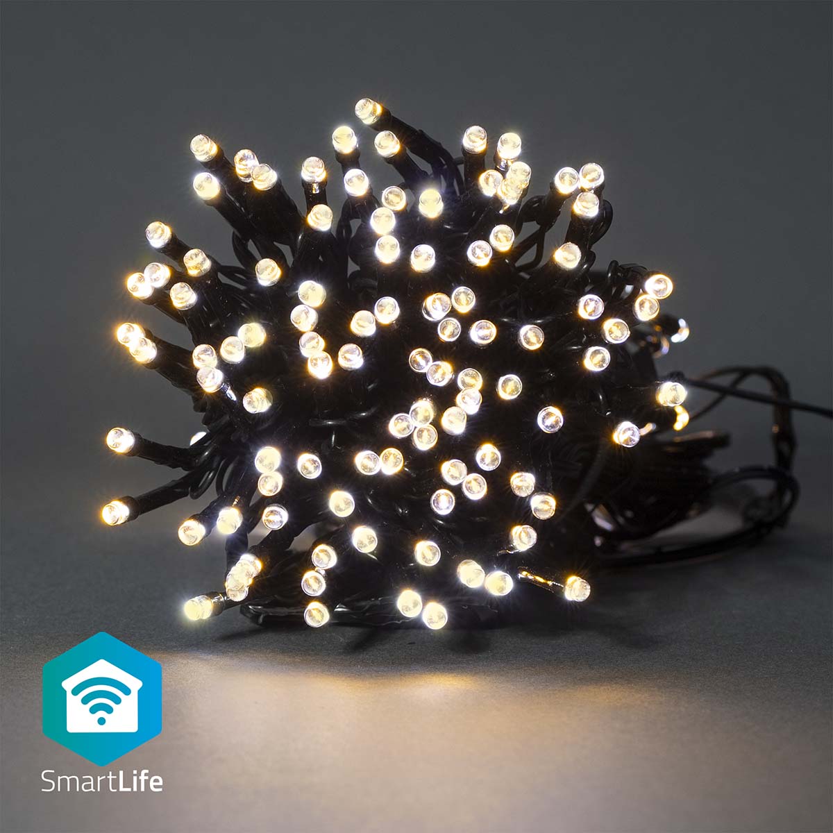 SmartLife Dekorative LED, Schnur, Wi-Fi, Warmweiss, 200 LED's