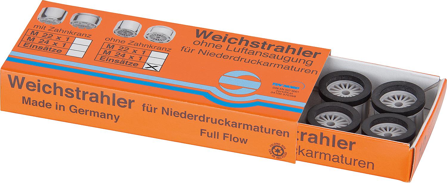 asdec life ® Einsatz für Weichstrahler Niederdruck M 22/24X1 mit Gummidichtung ohne Zahnkranz ""VPE 10 Stk.""