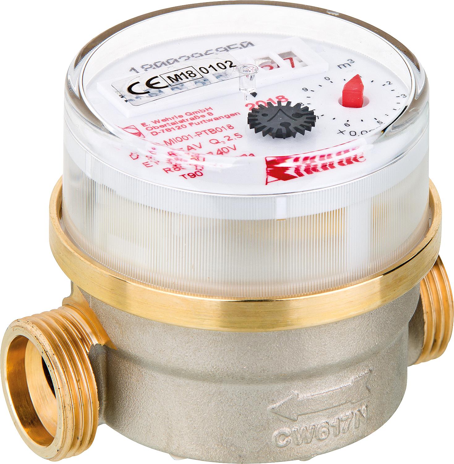 asdec life ® Warmwasserzähler Qn 1,5 - 1/2" 3/4" AG , Baul. 80 mm inkl