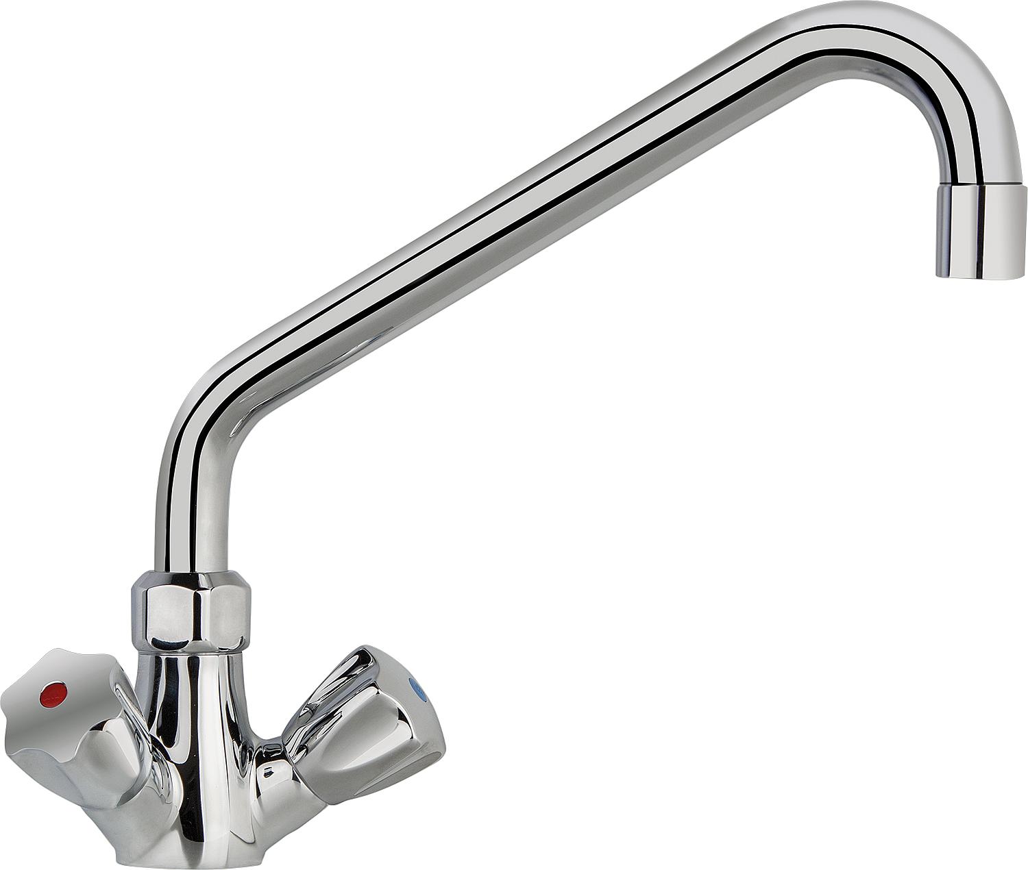 asdec life ® Zweigriff-Spültischmischer KWC Gastro Profiküche, chrom Ausladung 300mm