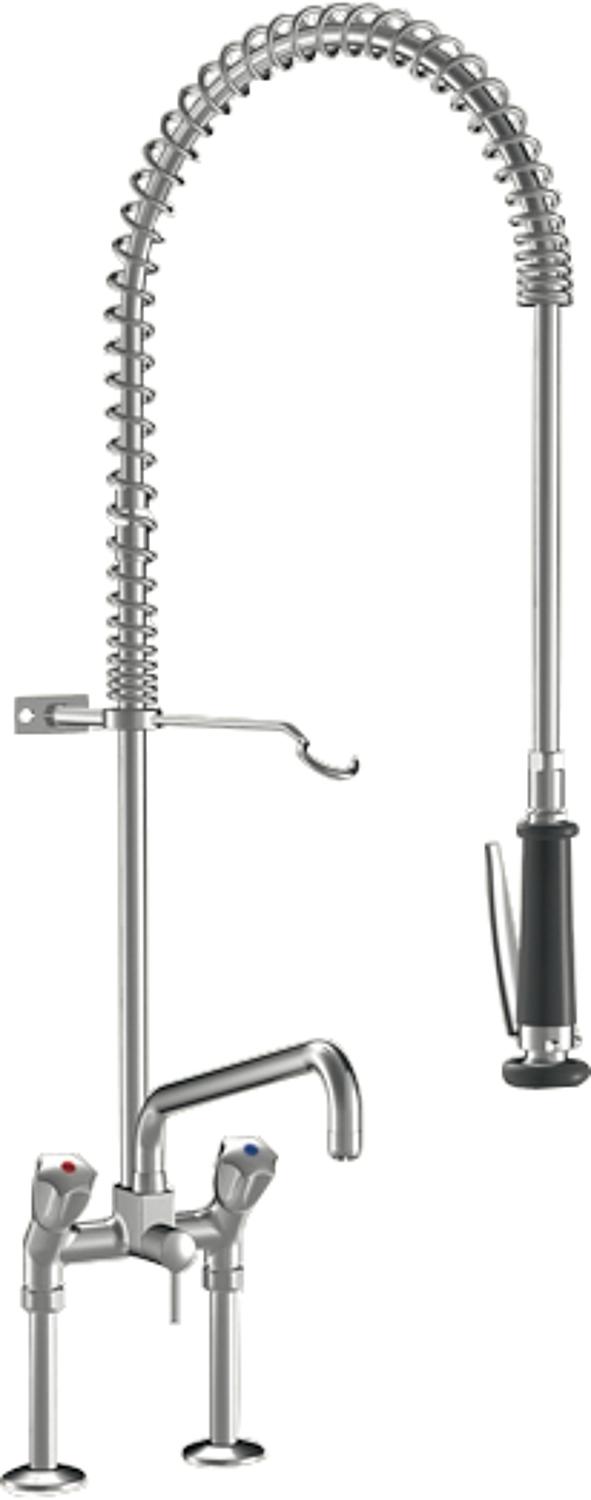 asdec life ® Zweigriff-Spültischmischer KWC Gastro Profiküche, chrom mit Geschirrwaschbrause