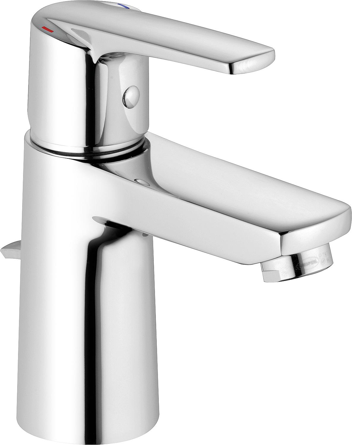 asdec life ® Waschtischmischer Heinrichschulte Alpha 300, Niederdruck chrom, mit Ablaufgarnitur