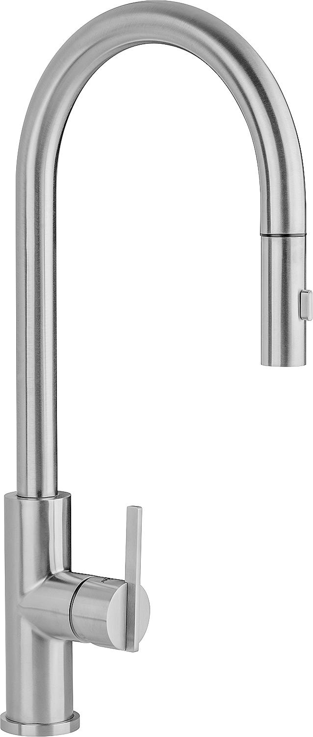 asdec life ® Spültischmischer inox Ezroni Edelstahl Matt, schwenkbar Ausladung 215mm, Höhe: 491mm