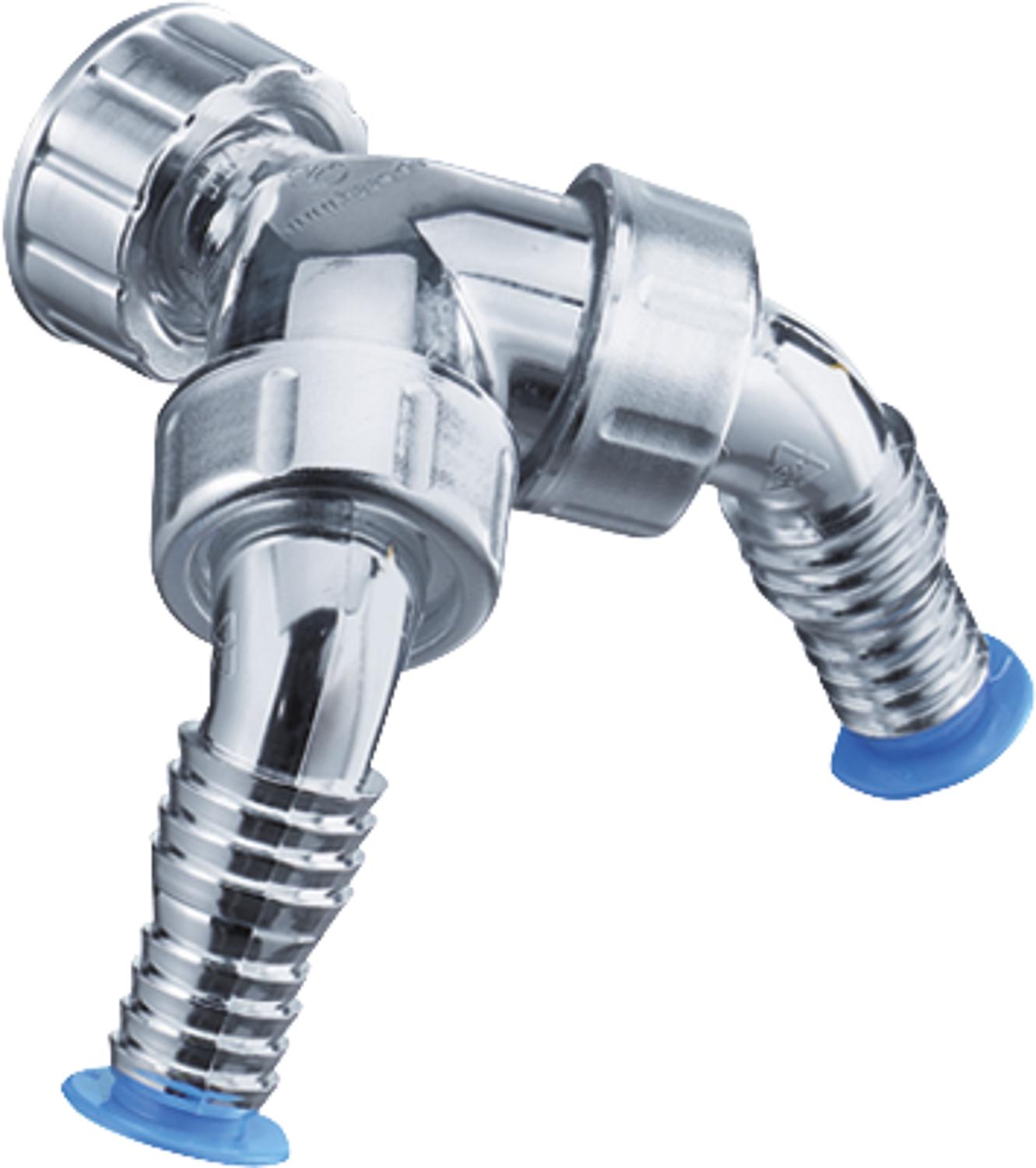 asdec life ® Doppelschlauchtülle verchromt für Unterputzsiphon mit Rückflussverhinderer