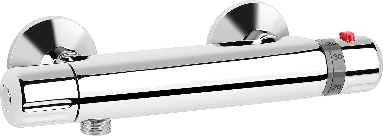 asdec life ® Thermostatbrausemischer AP Mikros, verchromt Ausladung 102 mm