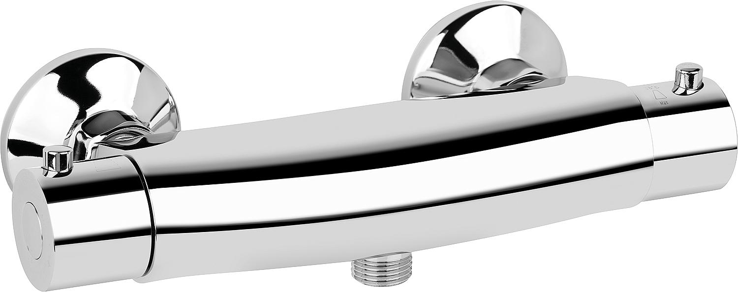 asdec life ® Thermostatbrausemischer AP Brighton, Abgang nach unten Ausladung 108 mm