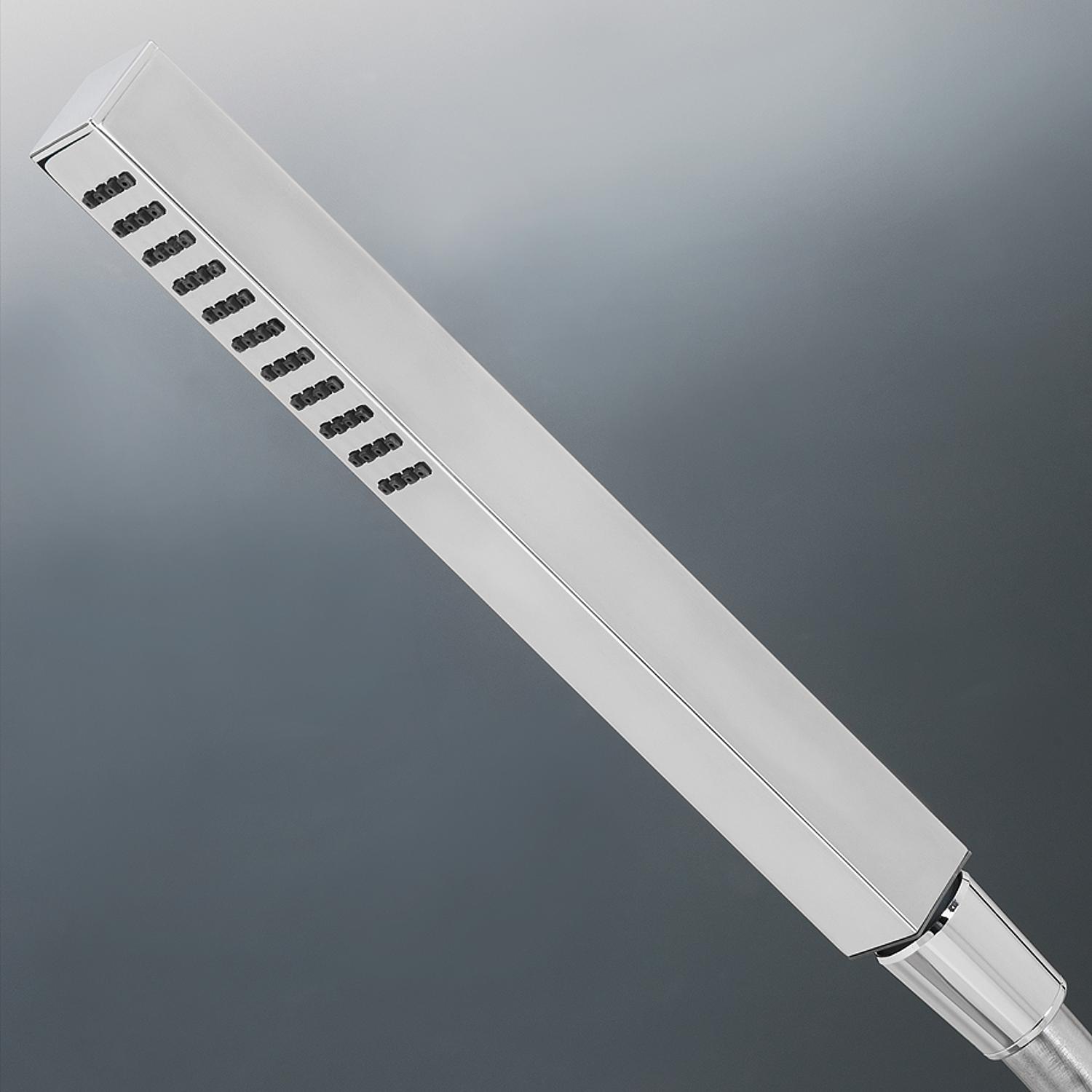 asdec life ® Stabhandbrause Inox Edio, eckig Edelstahl poliert 1 Strahlart