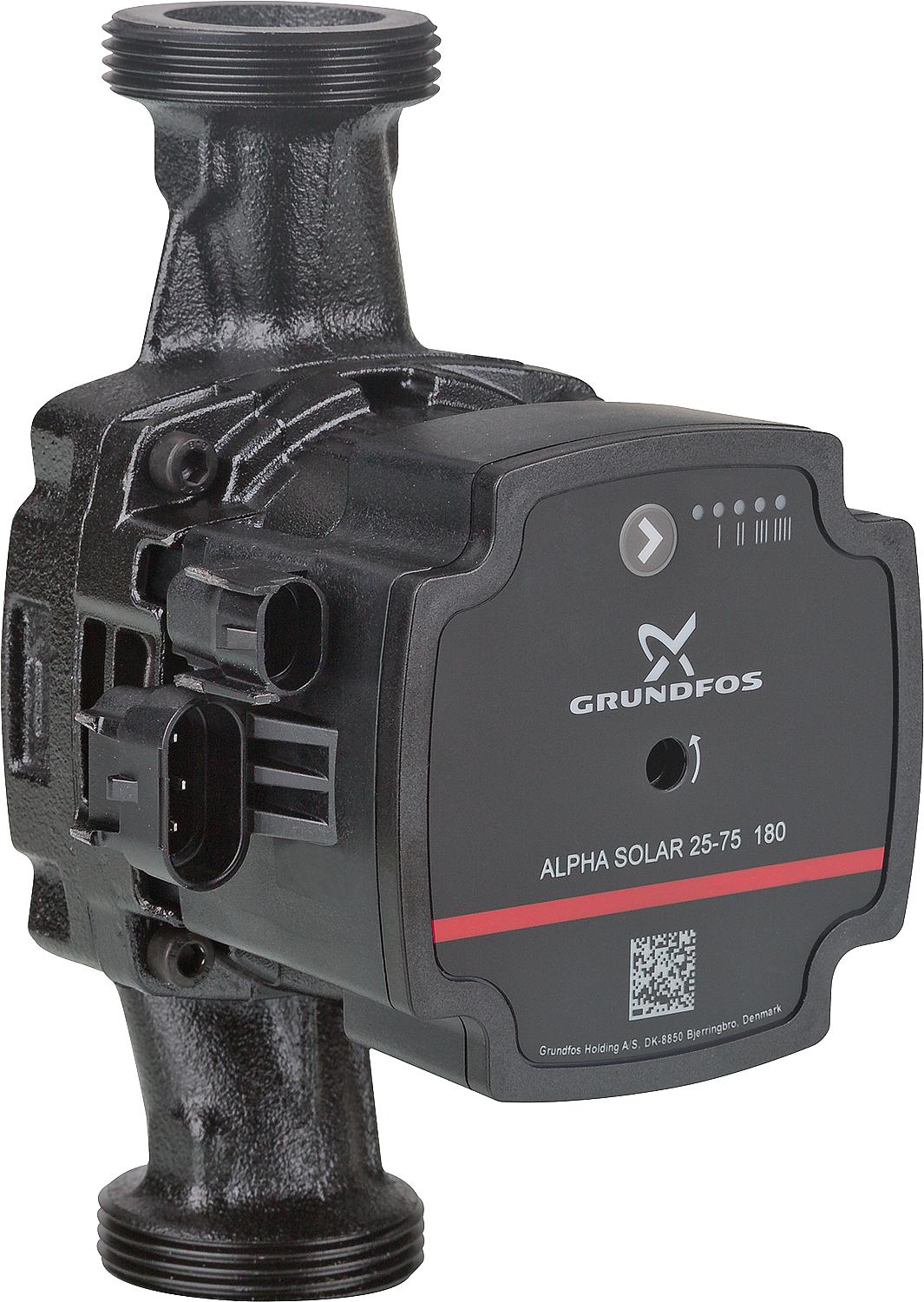 asdec life ® Umwälzpumpe Grundfos Alpha Solar 25-145, DN25(1"), PN10, 230V, Baulänge 180mm