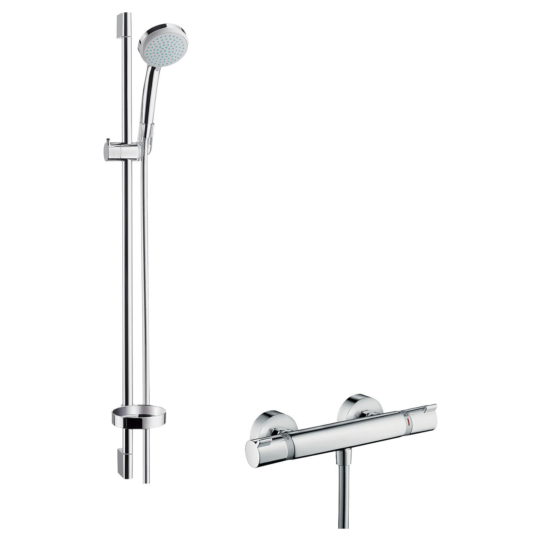 hansgrohe Duschset Ecostat Comfort Duschthermostat + 900 mm Duschstangenset ECO