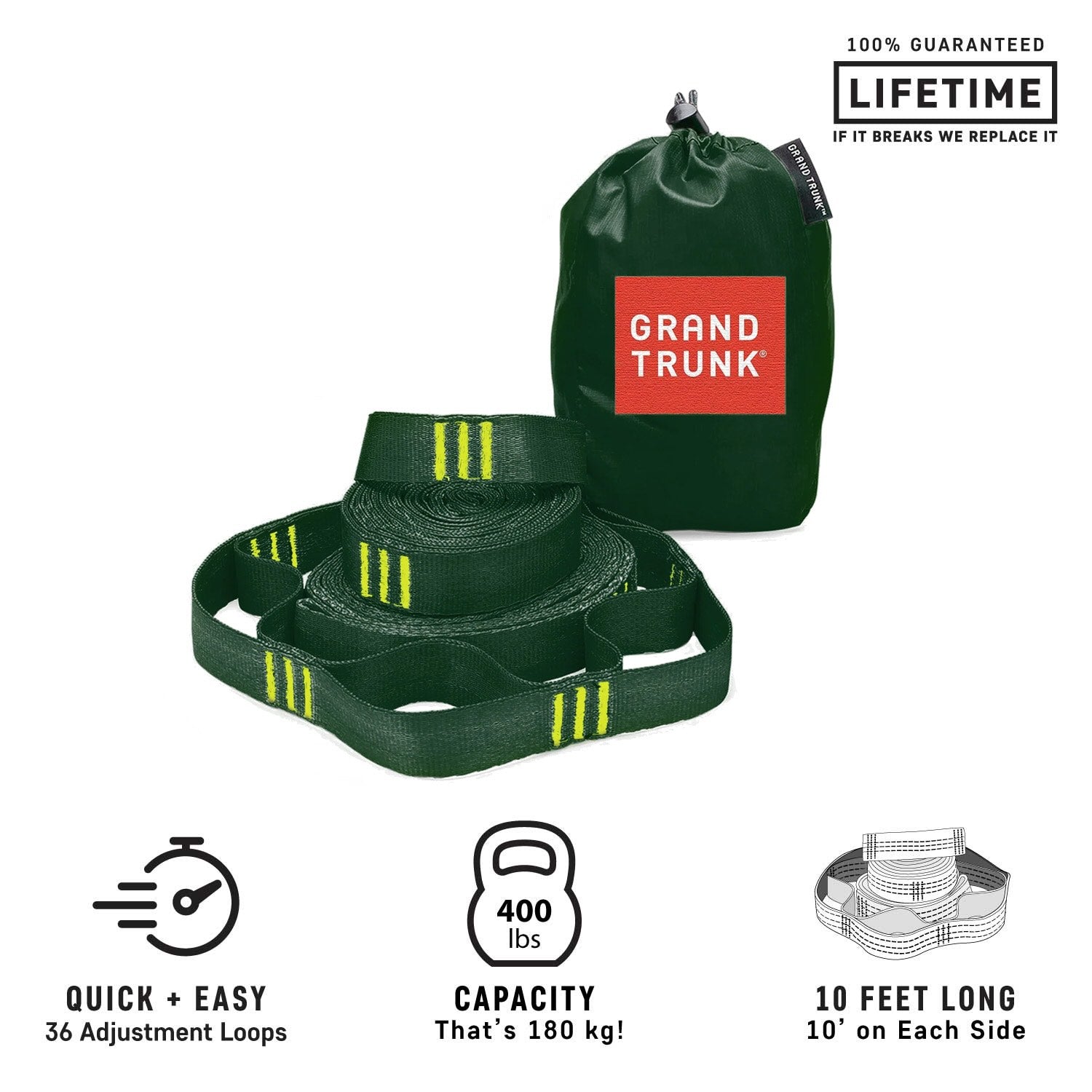 Grand Trunk Hammock Suspension Straps (forest)