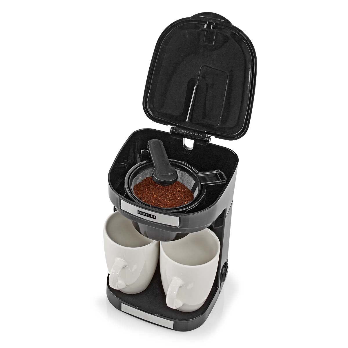 Kompakte Kaffeemaschine | 2 Porzellantassen | 0,25 l | 450 W | Automatische Abschaltung | Schwarz