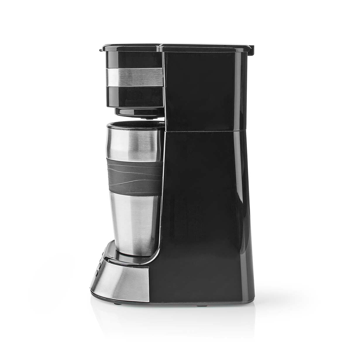 Einzelportions-Kaffeemaschine | 0,4 l | 750 W | Timer-Funktion | Isolierter Reisebecher | Automatische Abschaltung | LCD-Display | Schwarz