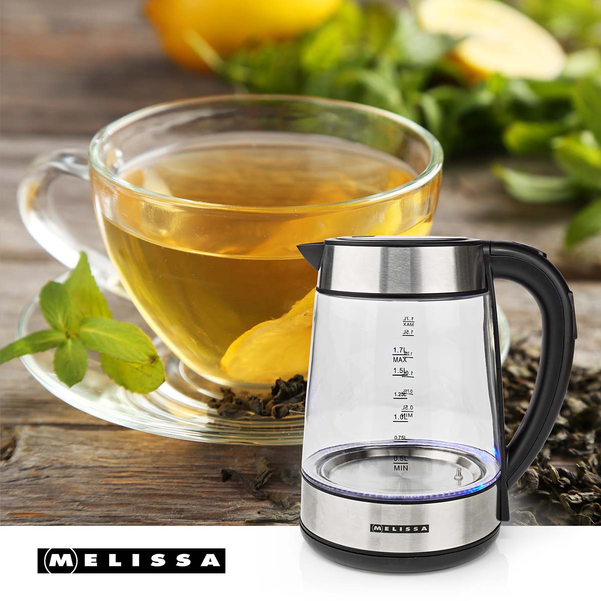 Digitaler Wasserkocher | 1,7 l | 2200 W | Glas | 50/70/80/90/100 °C Voreinstellungen | 360° Pirouettenboden | Verdecktes Heizelement | Strix® Regler | Warmhaltefunktion | Trockengehschutz