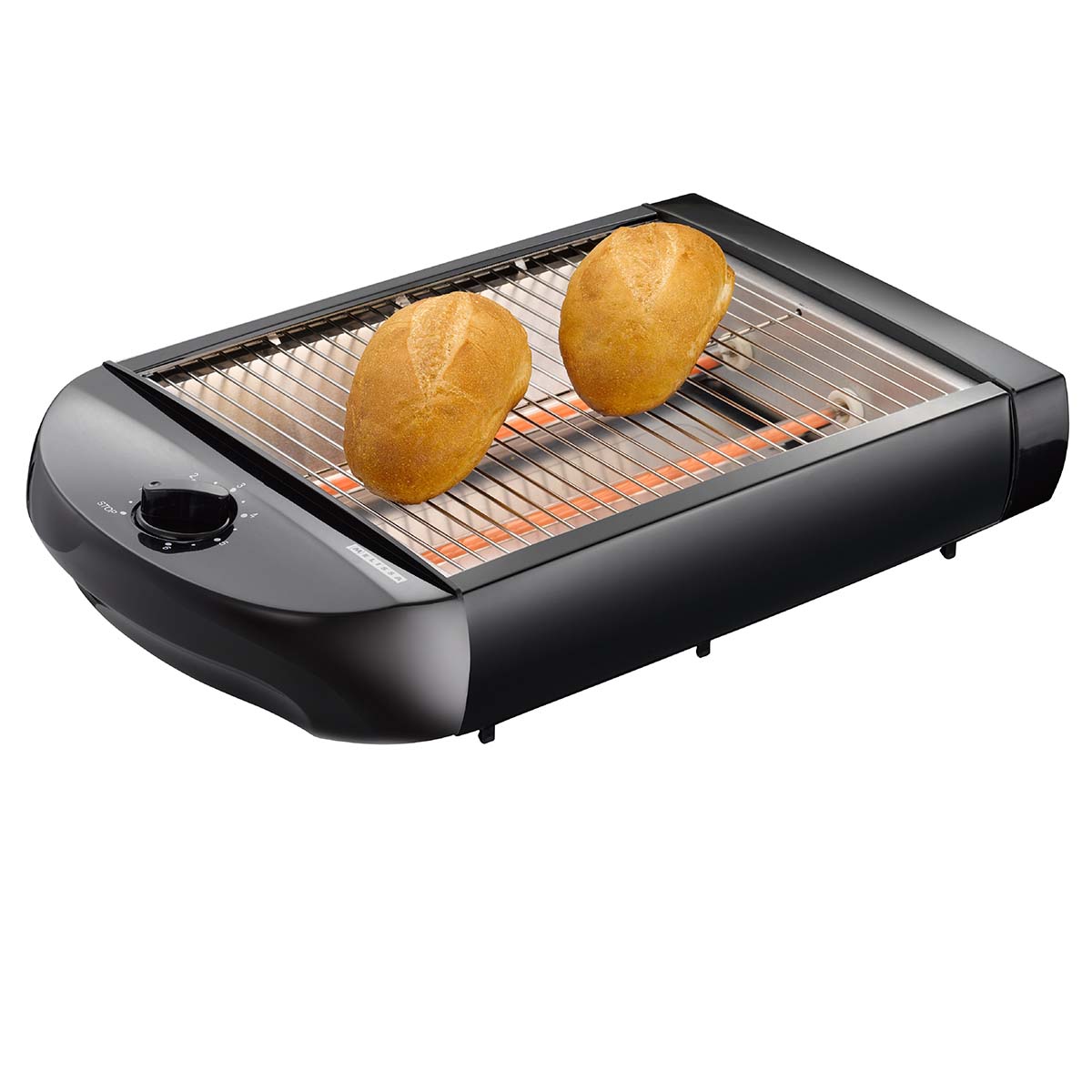 Flachtoaster mit herausnehmbarem Krümelfach 600W Schwarz