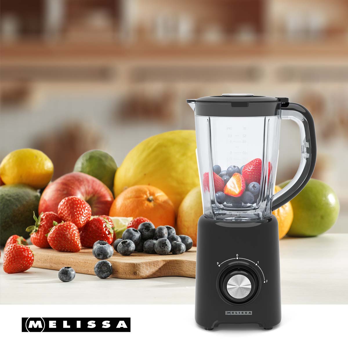 Standmixer | 800 W | 2 Geschwindigkeiten + Pulse | 4 Edelstahlklingen | Kunststoffkrug | Schwarz