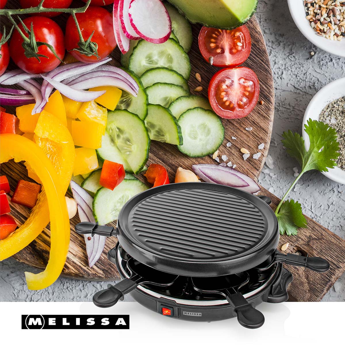Raclette / Gourmet Set | 6 Personen | 800 W | Ø 29 cm | Antihaftbeschichtung