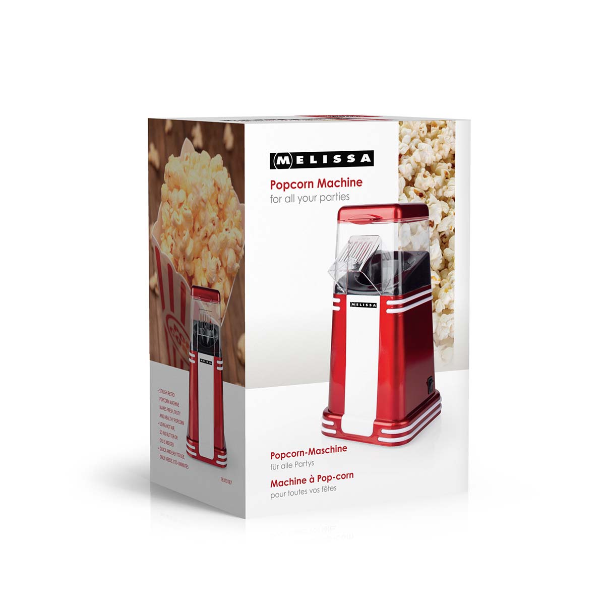 Popcorn-Maker | 60 g | 1200 W | 2 - 4 min | Rot/Weiß