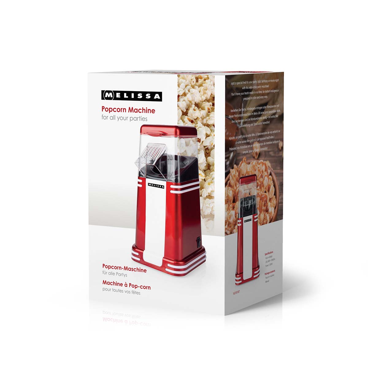 Popcorn-Maker | 60 g | 1200 W | 2 - 4 min | Rot/Weiß