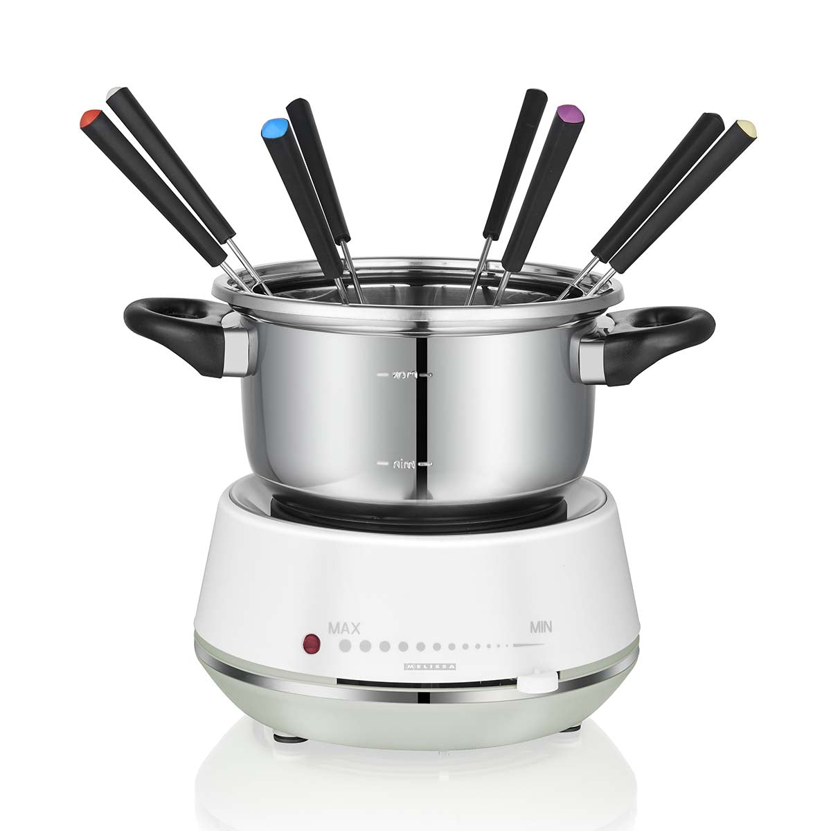 Elektrisches Fondue 2L 1200W Edelstahl / Weiß