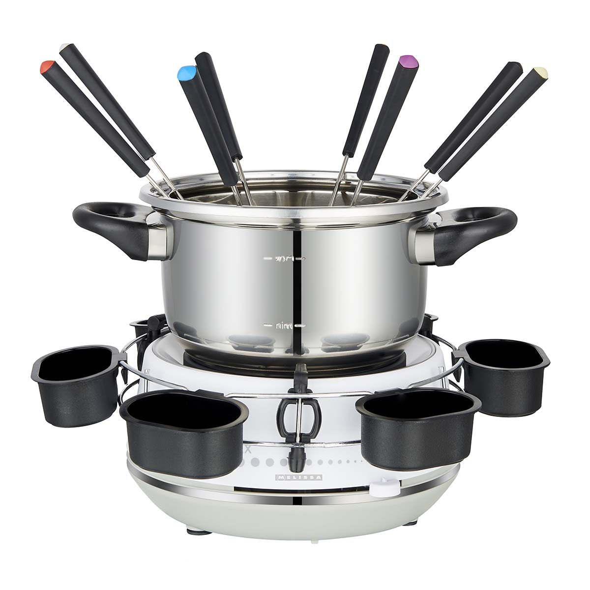 Elektrisches Fondue 2L 1200W Edelstahl / Weiß