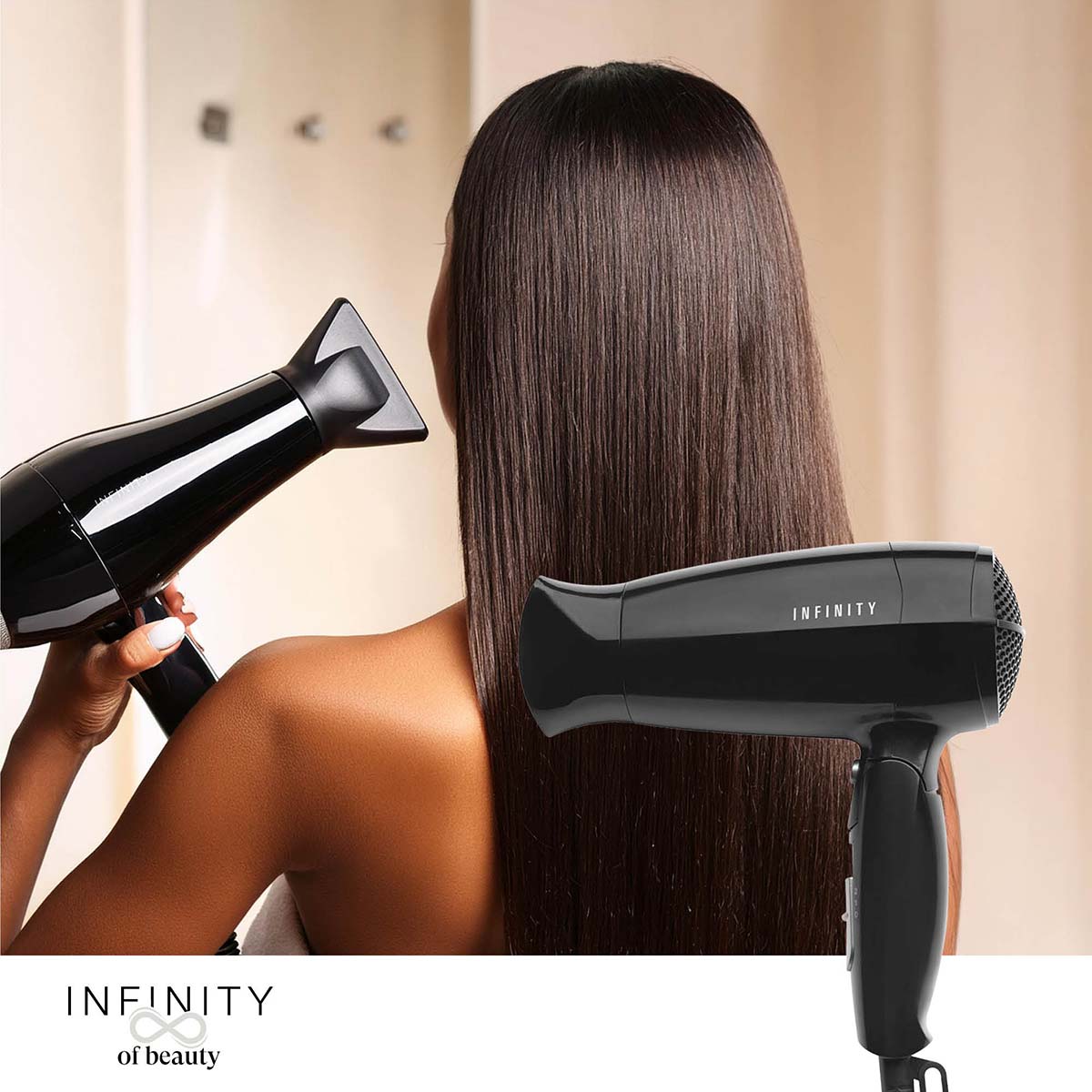 Haartrockner mit klappbarem Griff 1600W Schwarz