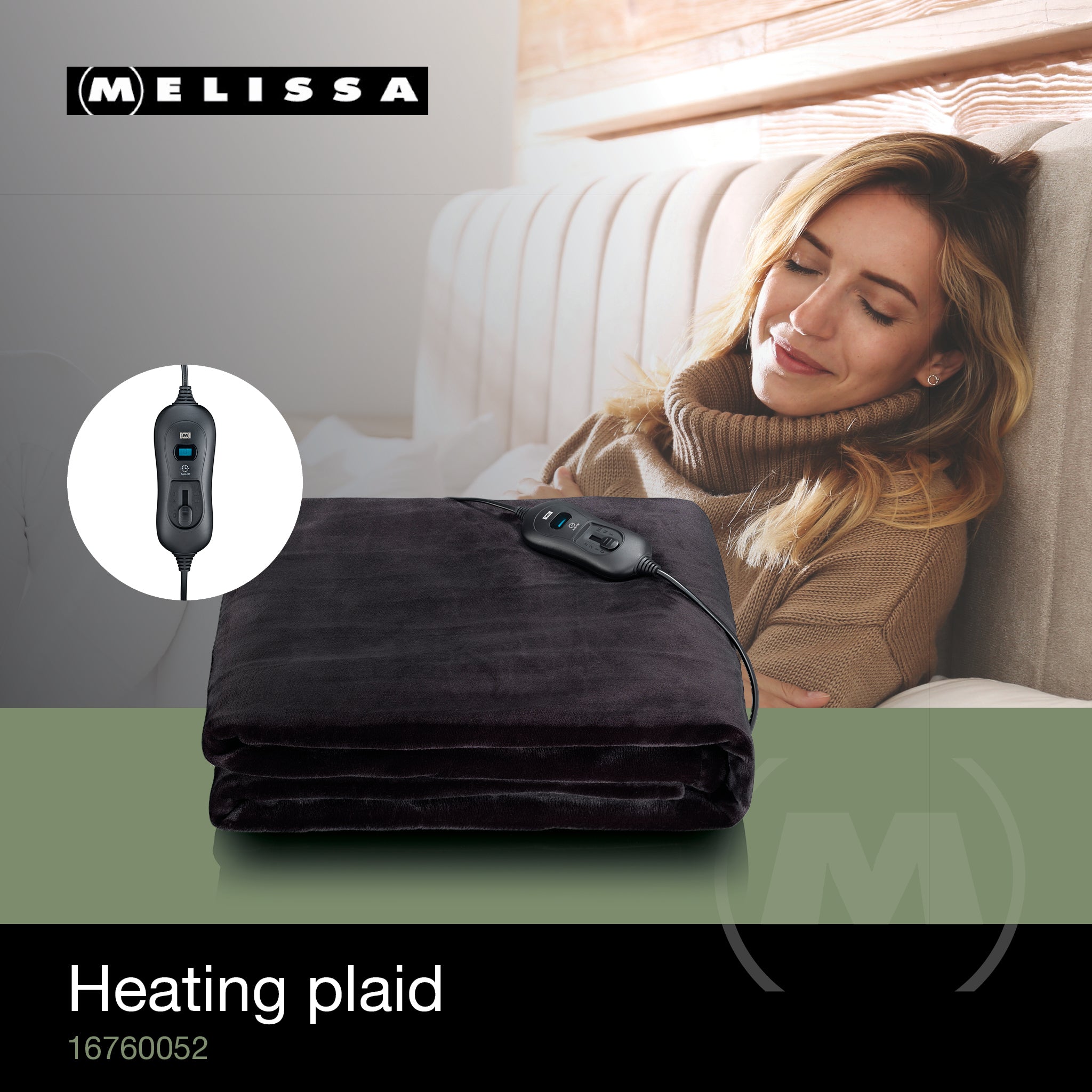 Heizung Plaid 180x130cm 120W Schwarz