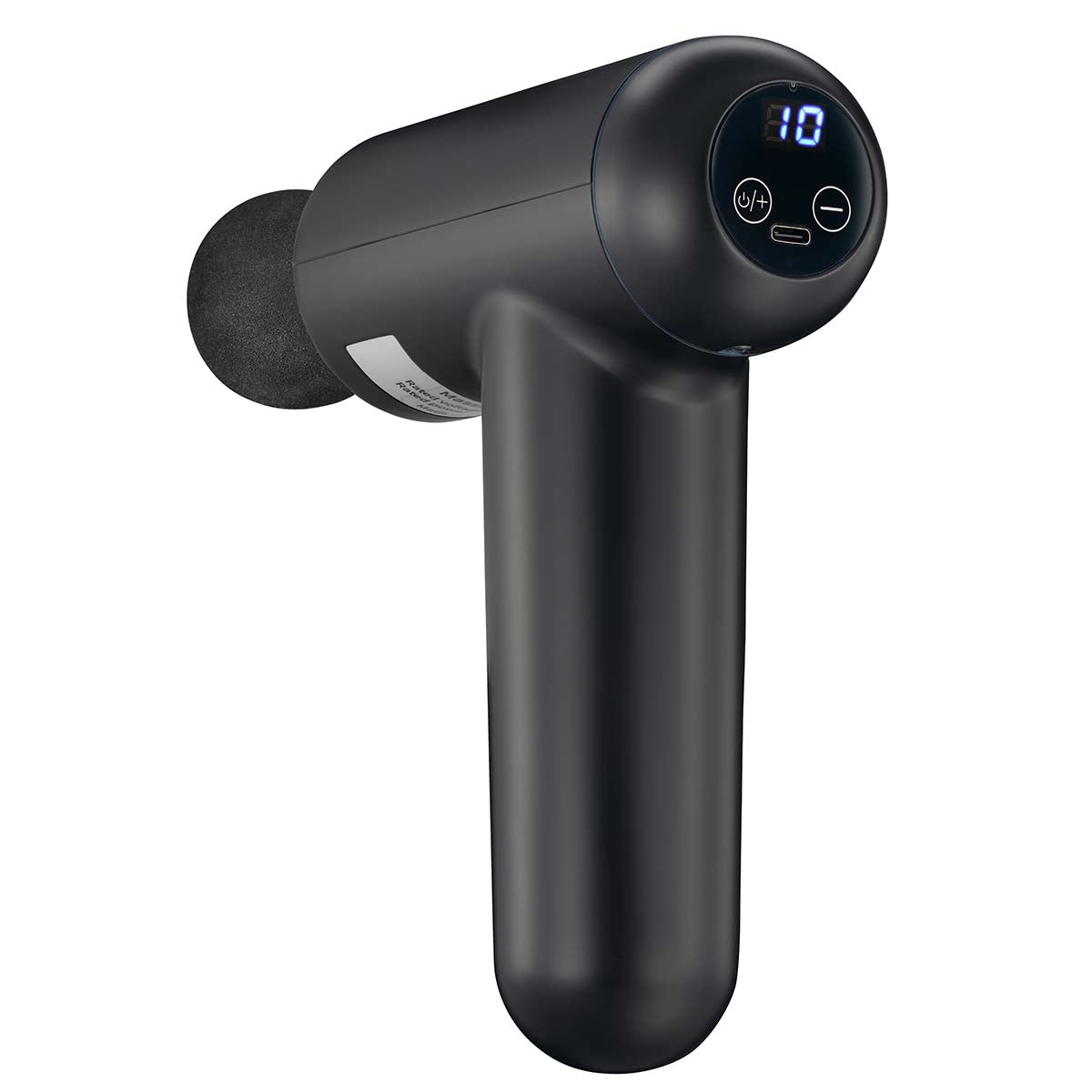 Wiederaufladbare Massagepistole mit LED 4 Köpfe Schwarz