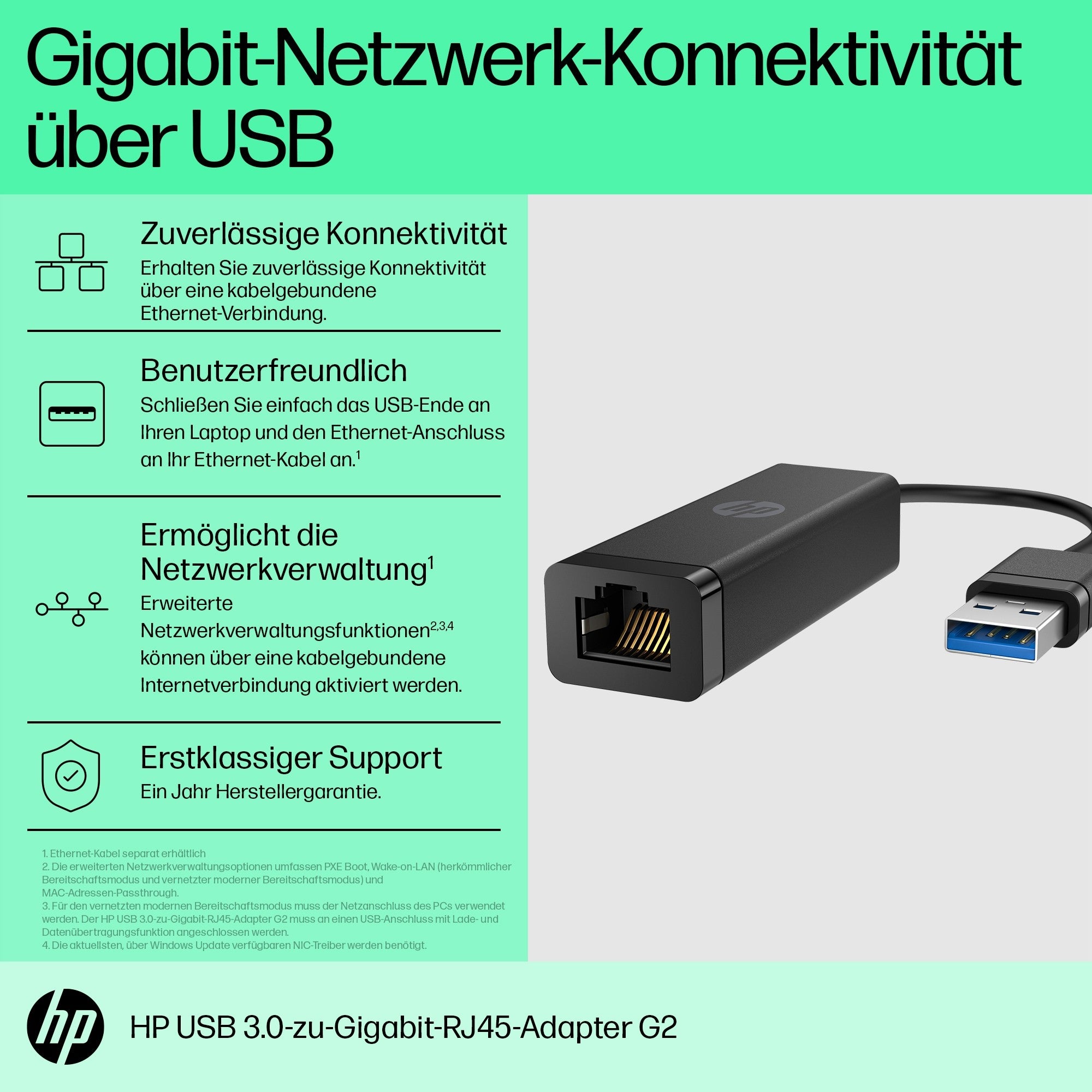 HP USB 3.0 to Gig RJ45 Adapter G2