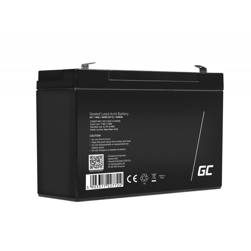 Green Cell Ersatzbatterie AGM34 6V/14Ah