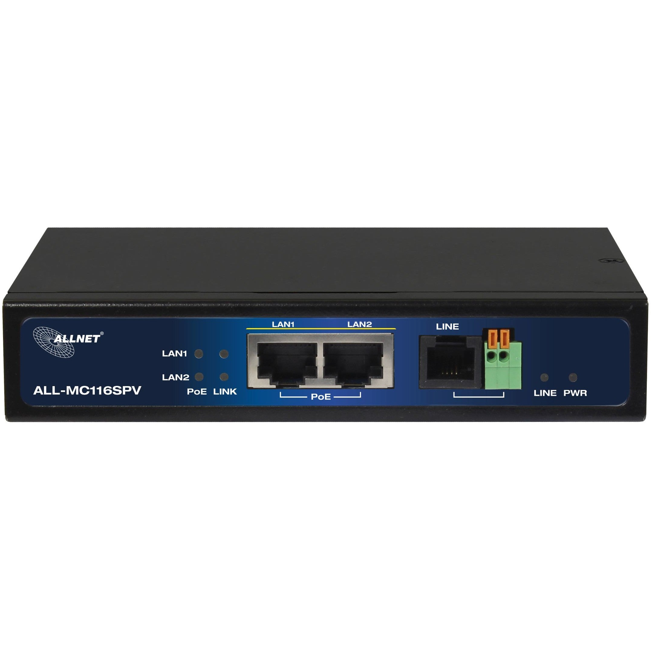 Z ALLNET ISP Bridge Modem VDSL2 mit Vectoring/Point-to-Point Slave-Modem & 2x PoE IEEE802.3at Ports unmanaged ALL-MC116SPV-VDSL2