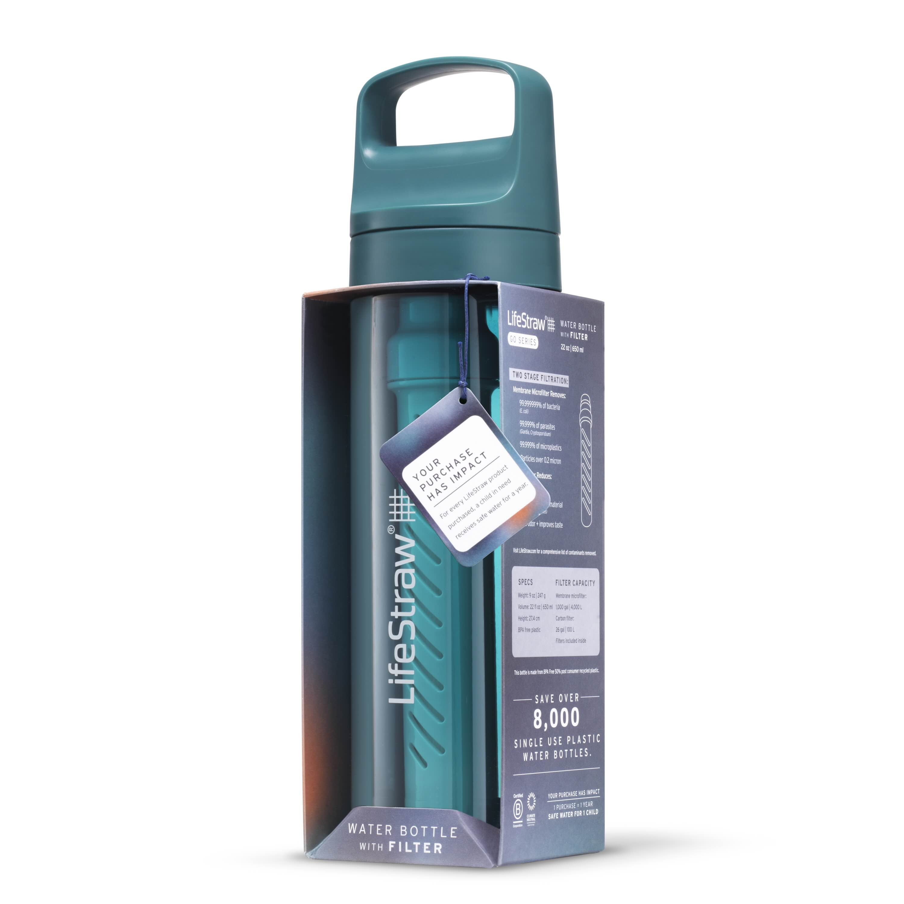 LifeStraw Go 650ml (laguna teal) - Trinkflasche macht aus Schmutzwasser Trinkwasser