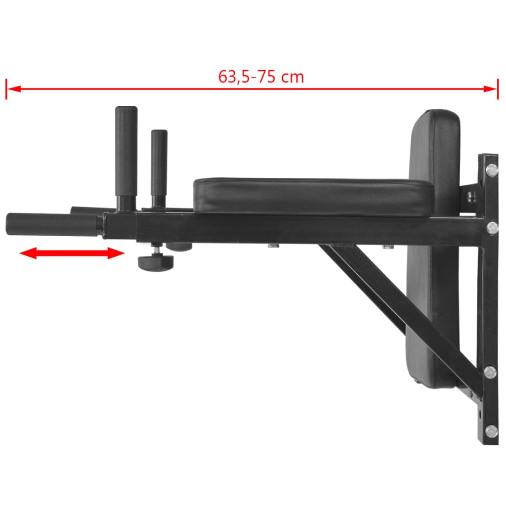 vidaXL Fitness-Dipstation zur Wandmontage Schwarz