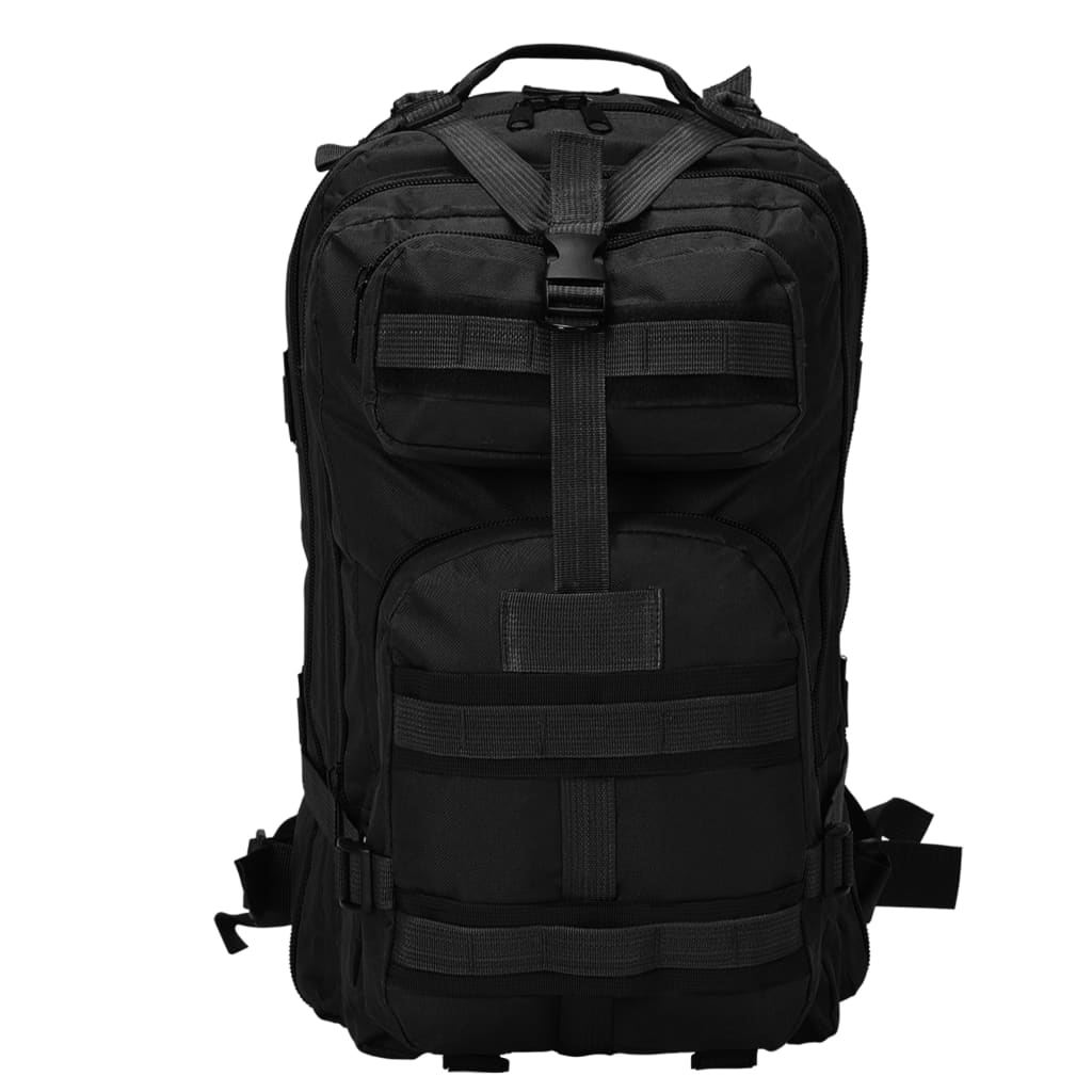 vidaXL Rucksack Armee-Stil 50 L Schwarz