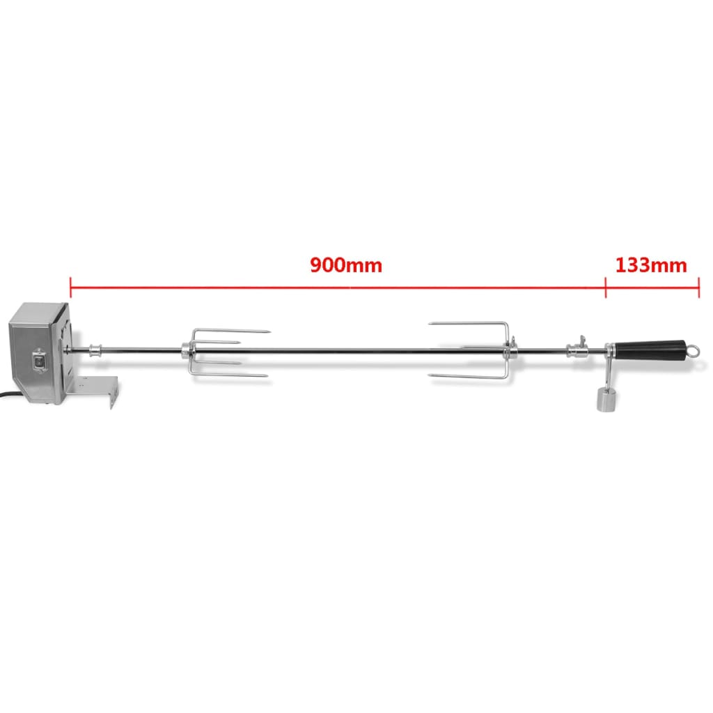 vidaXL BBQ Rotisserie-Drehspieß mit professionellem Motor Stahl 900 mm